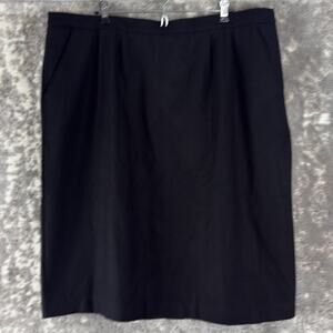 Mark Reed Plus Size 20W Wool Blend Career Midi Straight Skirt Black Lined